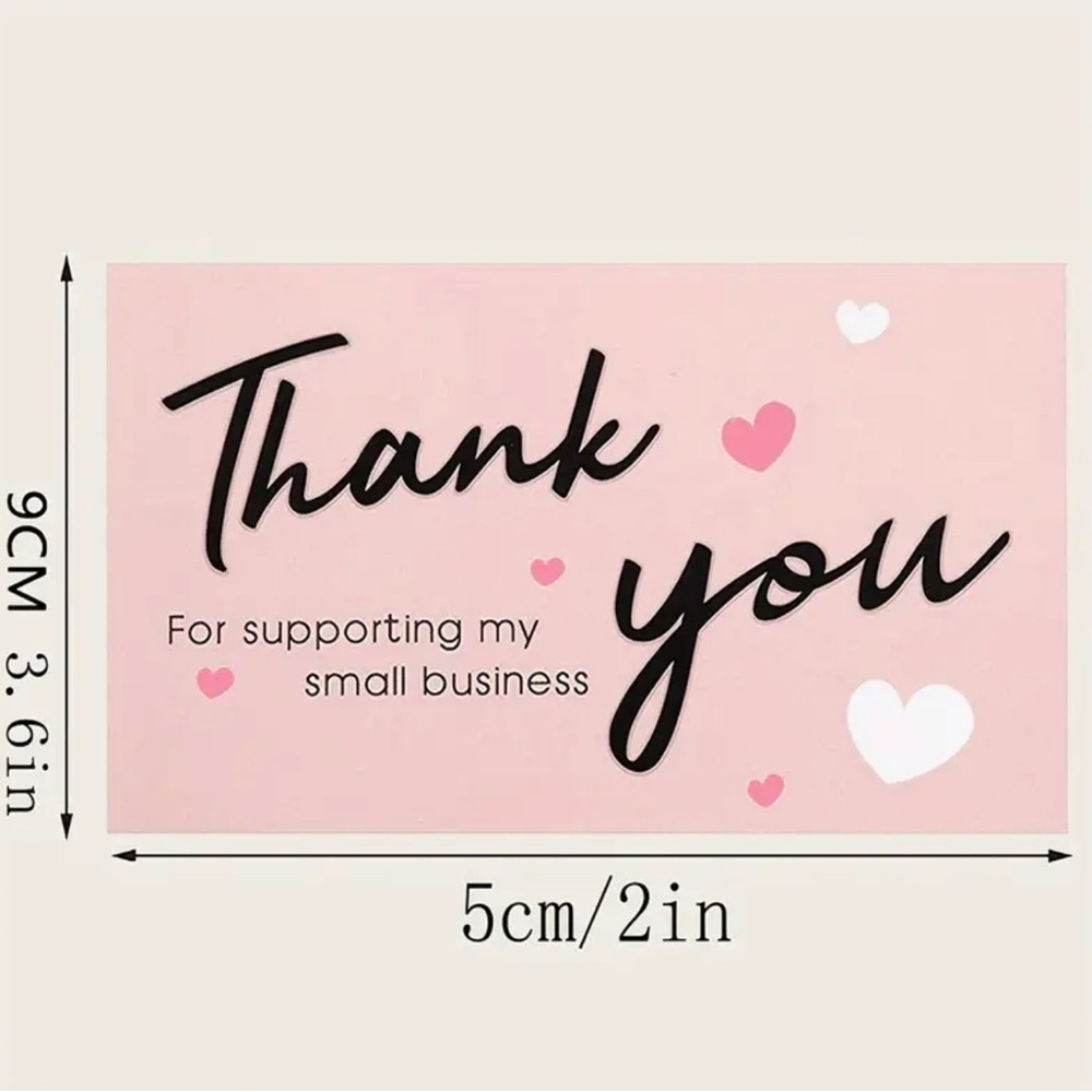 50 Thank You Business Cards with Hearts - Picture 5 of 5